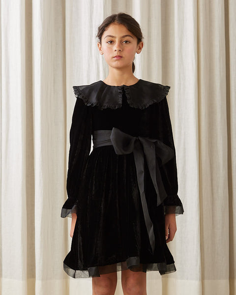 PETITE AMALIE A Cinderella Story Velvet Dress with Organza Collar in