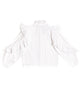 NICOLE MILLER FW24 Ruffled Embroidered High Neck Blouse Top