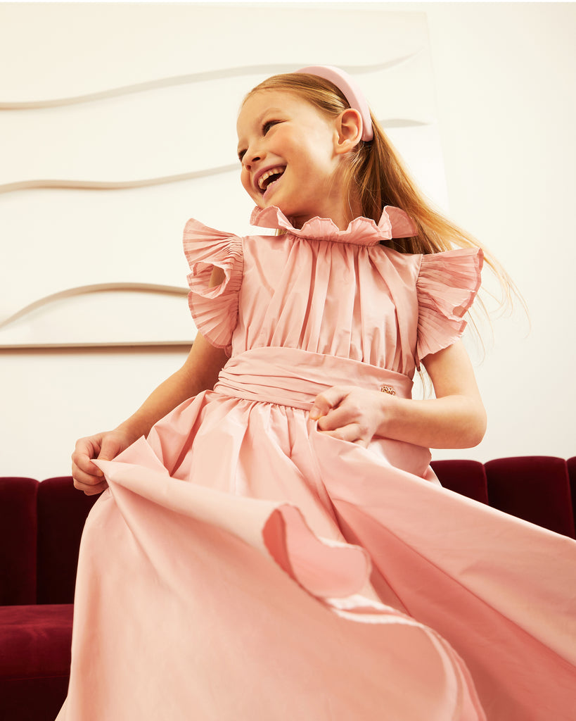 ELIE SAAB RUFFLED TAFFETA GOWN in Pink