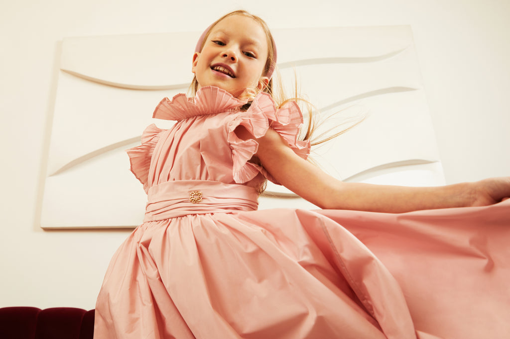 ELIE SAAB RUFFLED TAFFETA GOWN in Pink