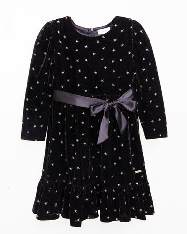 GINGERSNAPS FW24 BABY GIRL ENVELOP NECK DRESS WITH BIRD EMBROIDERY