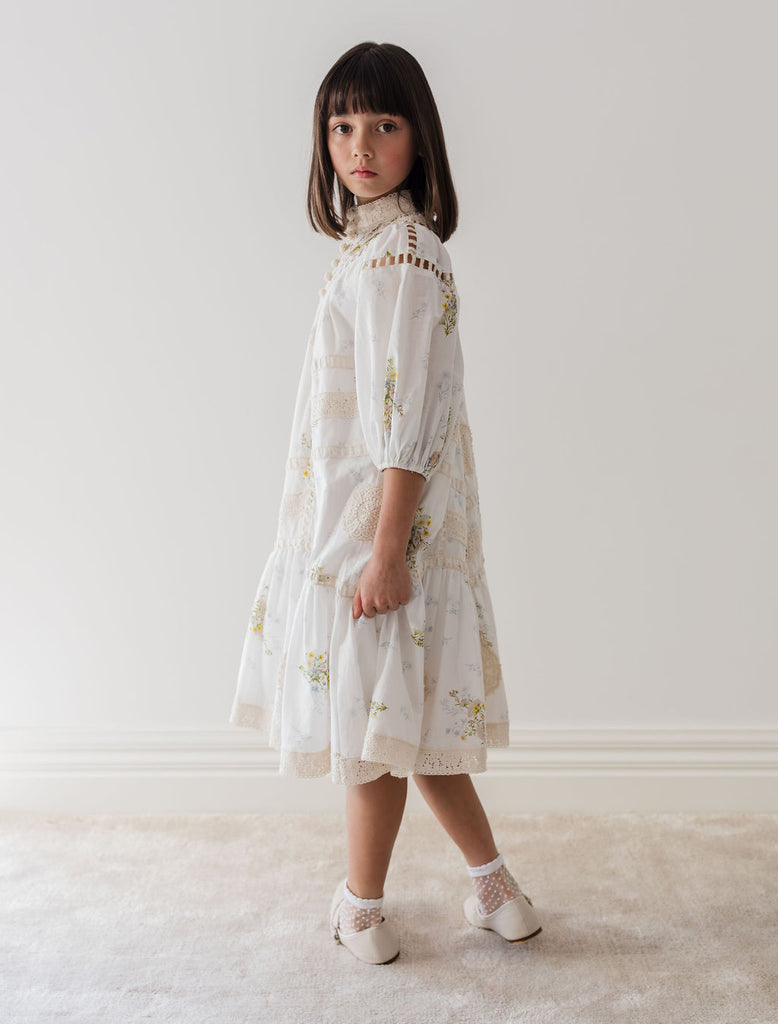 PETITE AMALIE "Le Jardin" Doily Applique Voile  Dress