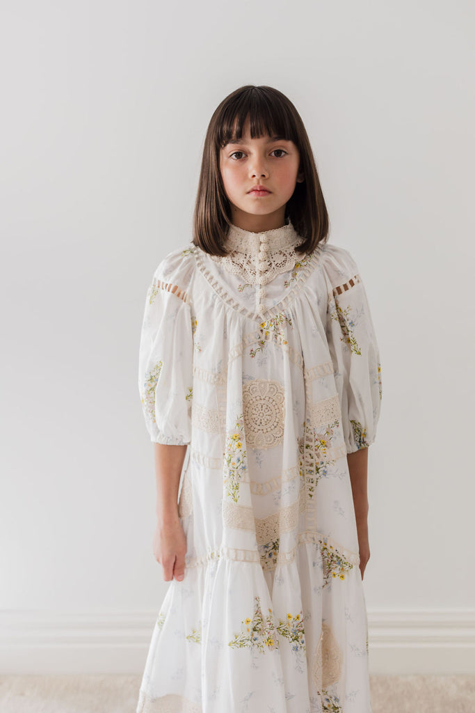 PETITE AMALIE "Le Jardin" Doily Applique Voile  Dress