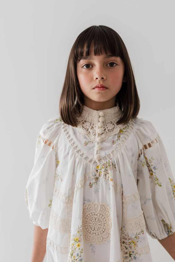 PETITE AMALIE "Le Jardin" Doily Applique Voile  Dress