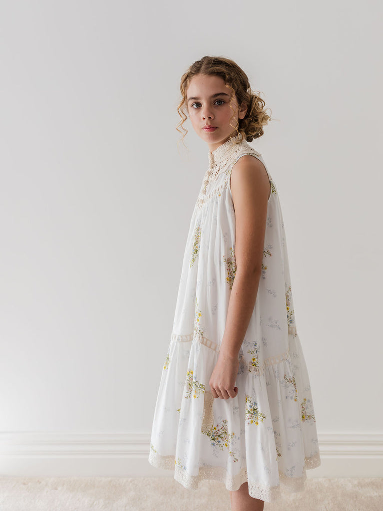 PETITE AMALIE "Le Jardin" Doily Applique Voile Sleeveless Dress