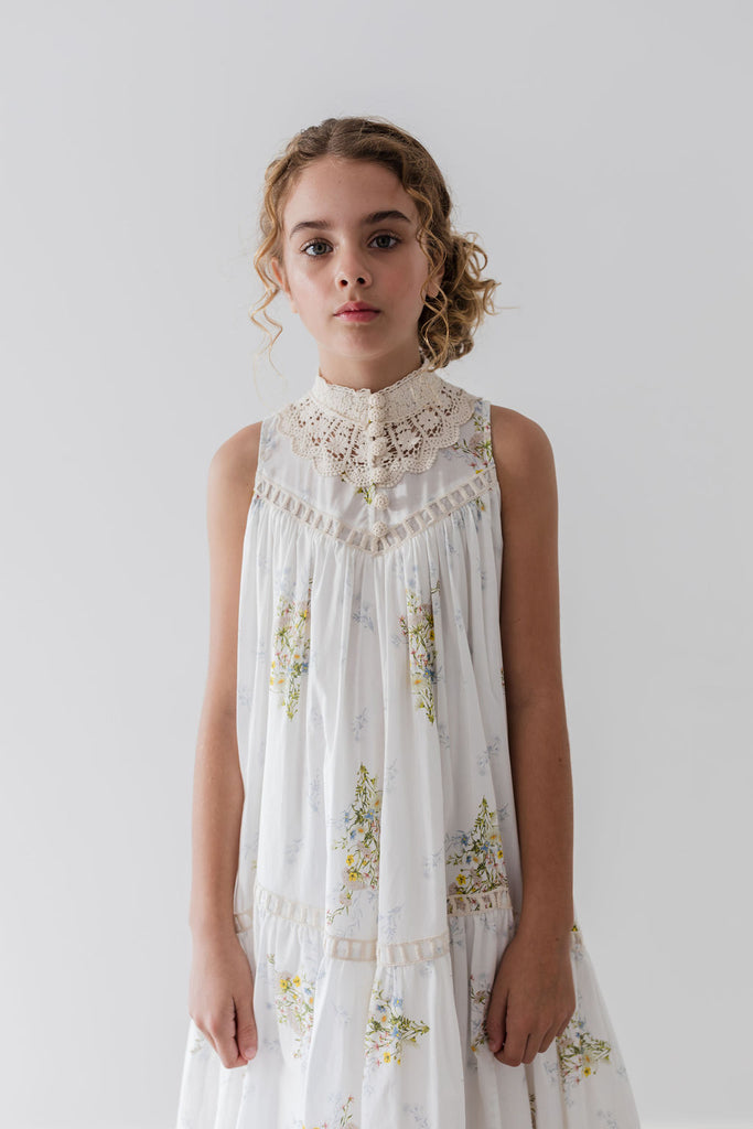 PETITE AMALIE "Le Jardin" Doily Applique Voile Sleeveless Dress