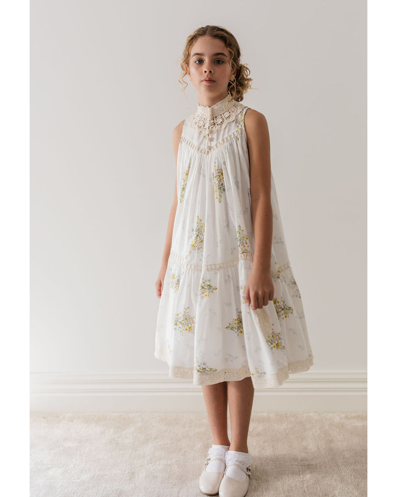 PETITE AMALIE "Le Jardin" Doily Applique Voile Sleeveless Dress