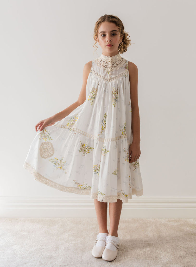 PETITE AMALIE "Le Jardin" Doily Applique Voile Sleeveless Dress