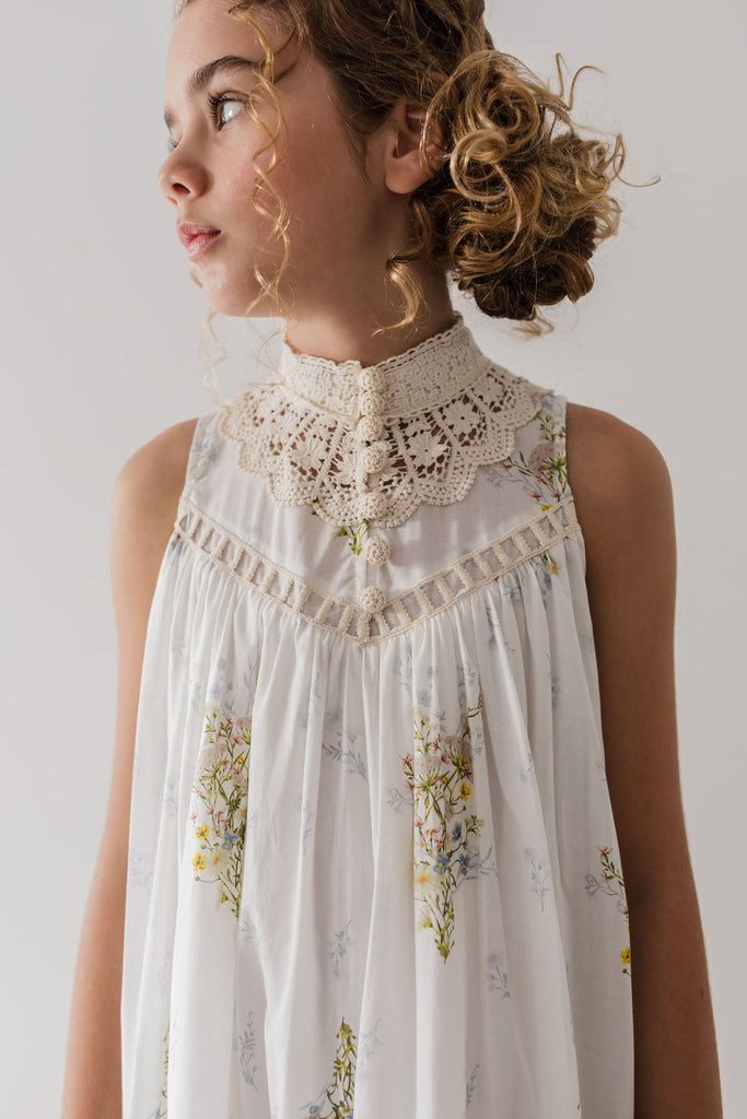 PETITE AMALIE "Le Jardin" Doily Applique Voile Sleeveless Dress