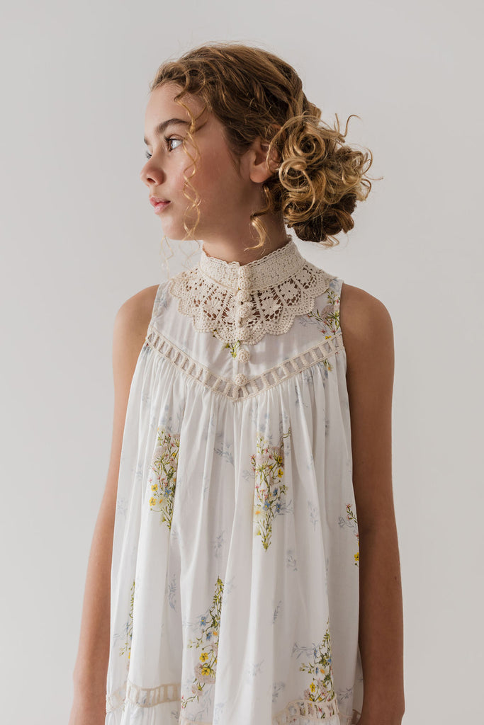 PETITE AMALIE "Le Jardin" Doily Applique Voile Sleeveless Dress