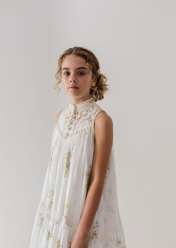 PETITE AMALIE "Le Jardin" Doily Applique Voile Sleeveless Dress