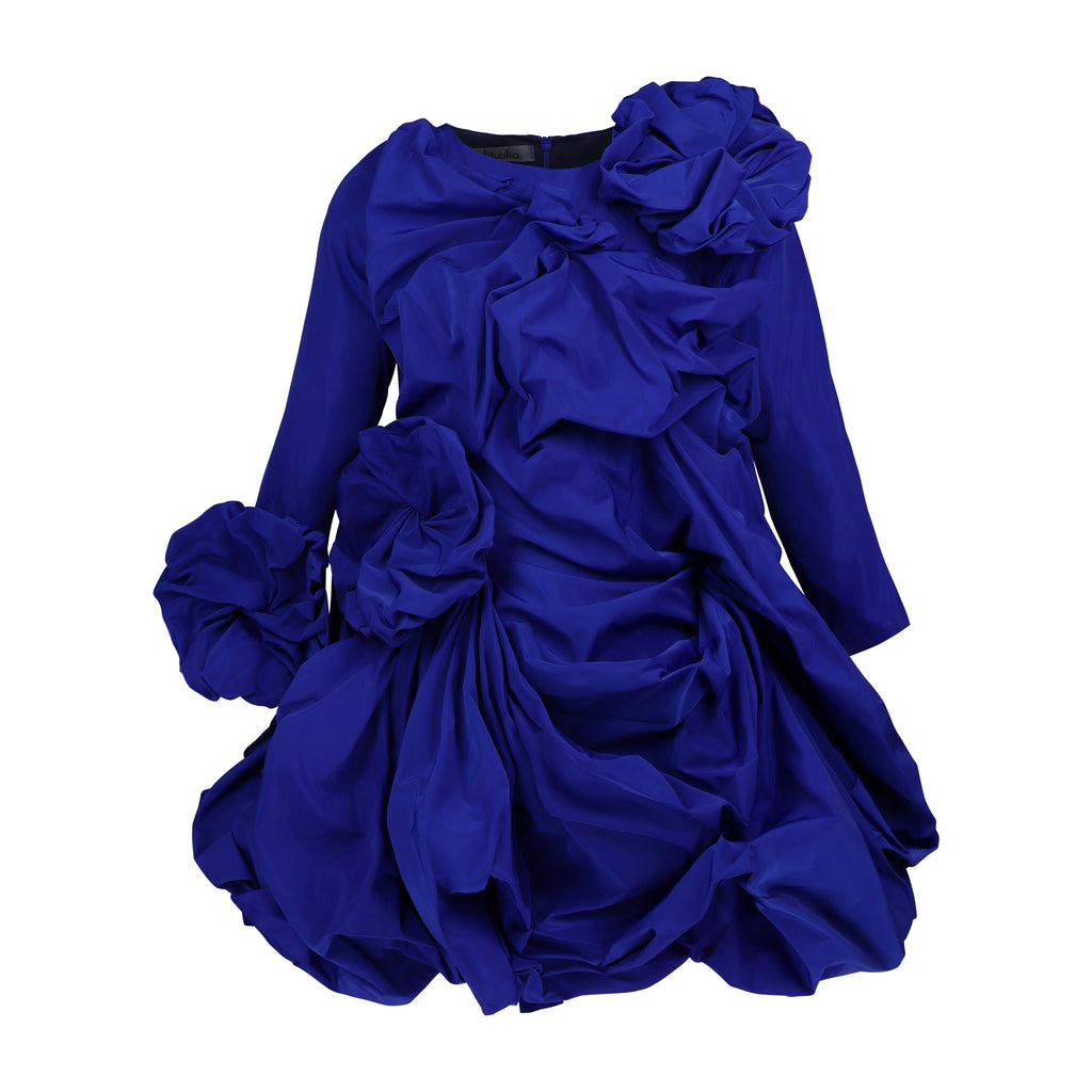 NIKOLIA "Impossible Garden" Toronto Taffeta Dress in Blue