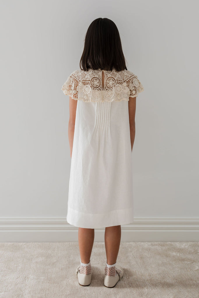 PETITE AMALIE "Le Jardin" Crochet Cape Linen Dress