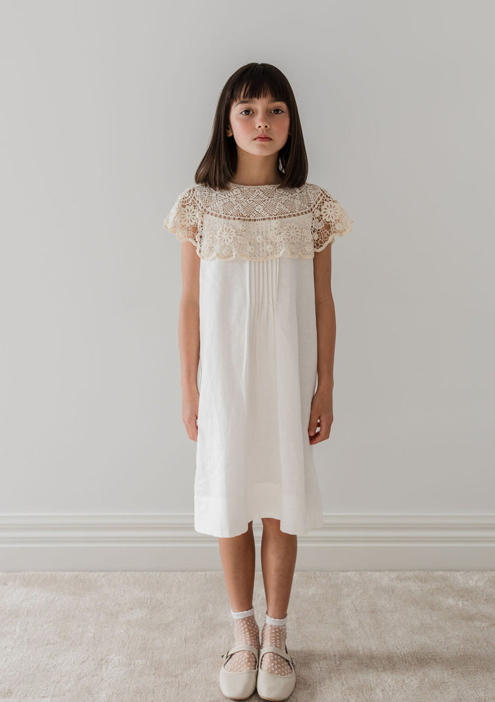 PETITE AMALIE "Le Jardin" Crochet Cape Linen Dress