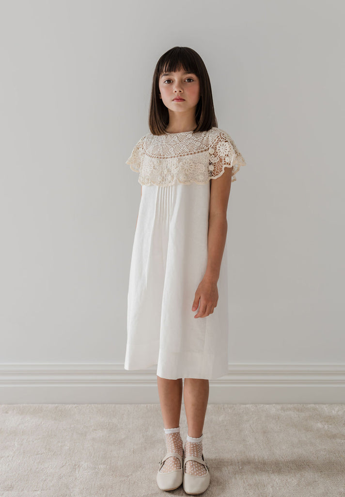 PETITE AMALIE "Le Jardin" Crochet Cape Linen Dress