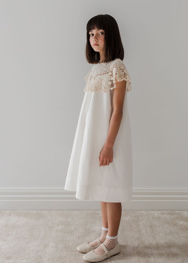 PETITE AMALIE "Le Jardin" Crochet Cape Linen Dress