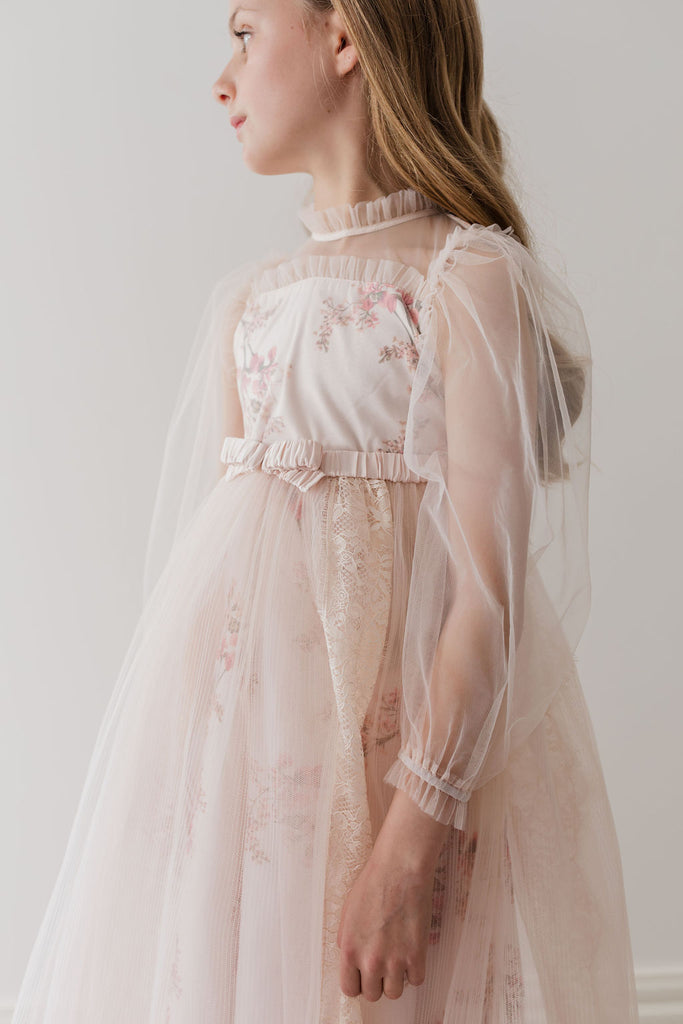 PETITE AMALIE "Le Jardin" Blush Orchid Tulle & French Lace Gown