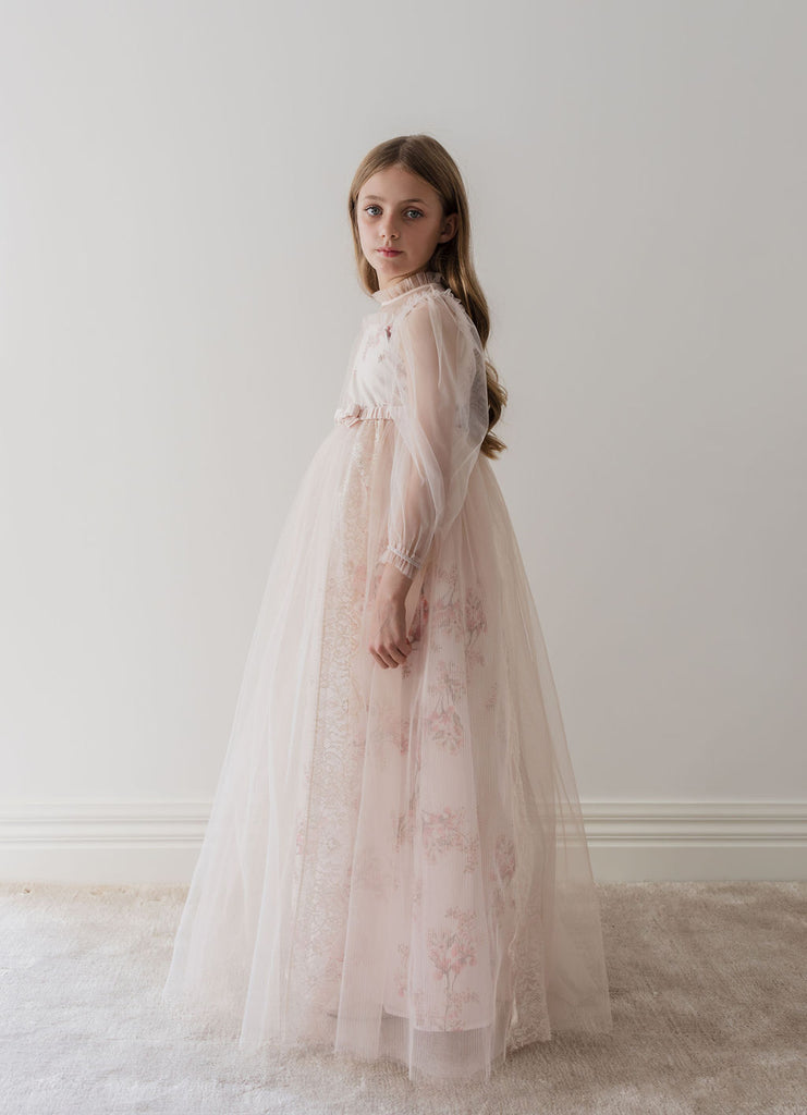 PETITE AMALIE "Le Jardin" Blush Orchid Tulle & French Lace Gown