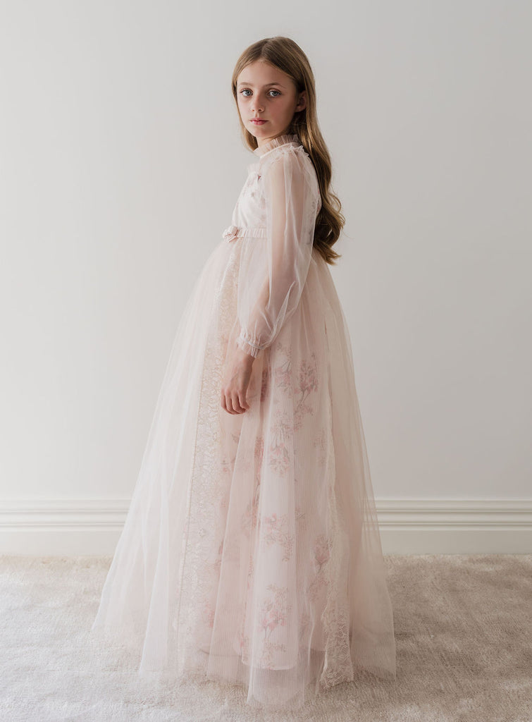 PETITE AMALIE "Le Jardin" Blush Orchid Tulle & French Lace Gown