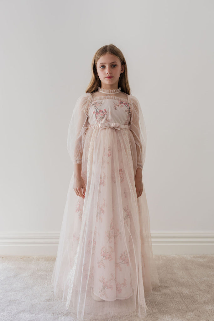 PETITE AMALIE "Le Jardin" Blush Orchid Tulle & French Lace Gown