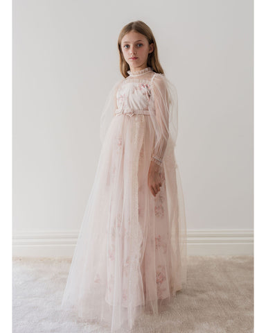 PETITE AMALIE "Soleil" Organza Ruffle Sleeve Lace Dress