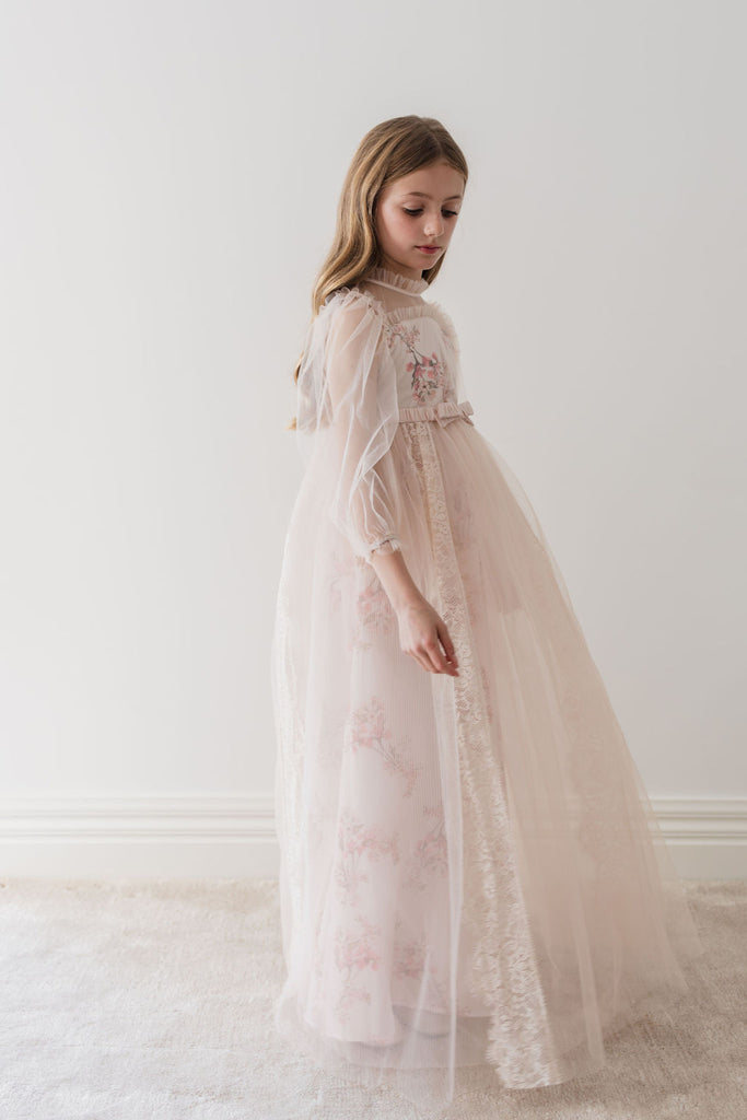 PETITE AMALIE "Le Jardin" Blush Orchid Tulle & French Lace Gown