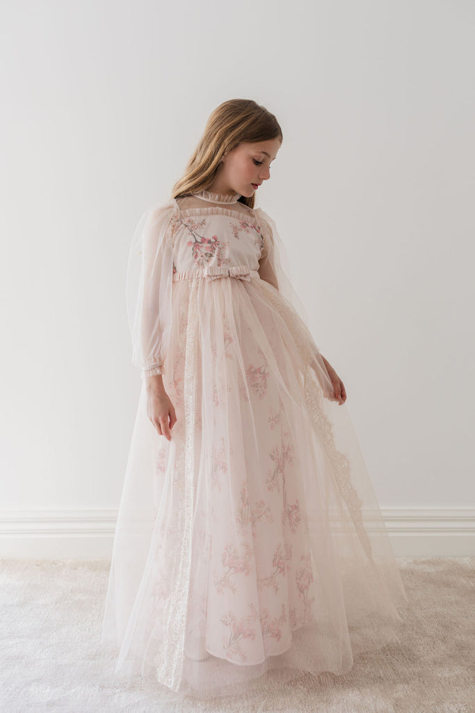 PETITE AMALIE "Le Jardin" Blush Orchid Tulle & French Lace Gown