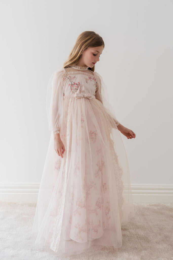 PETITE AMALIE "Le Jardin" Blush Orchid Tulle & French Lace Gown