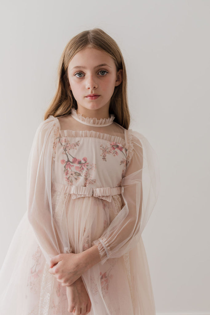 PETITE AMALIE "Le Jardin" Blush Orchid Tulle & French Lace Gown