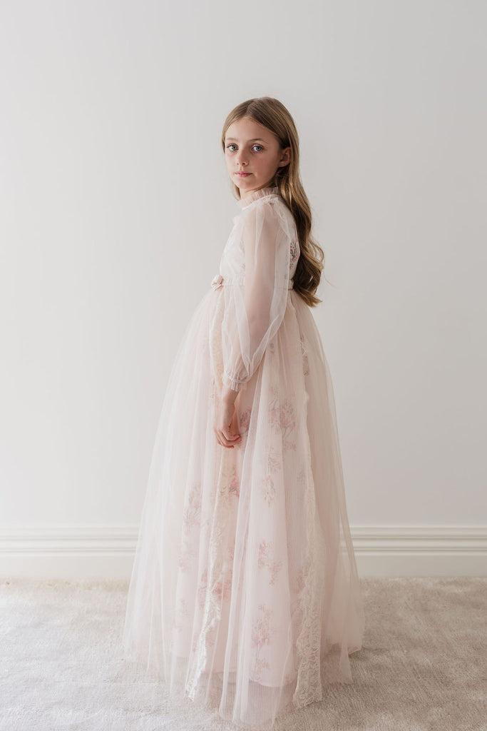 PETITE AMALIE "Le Jardin" Blush Orchid Tulle & French Lace Gown