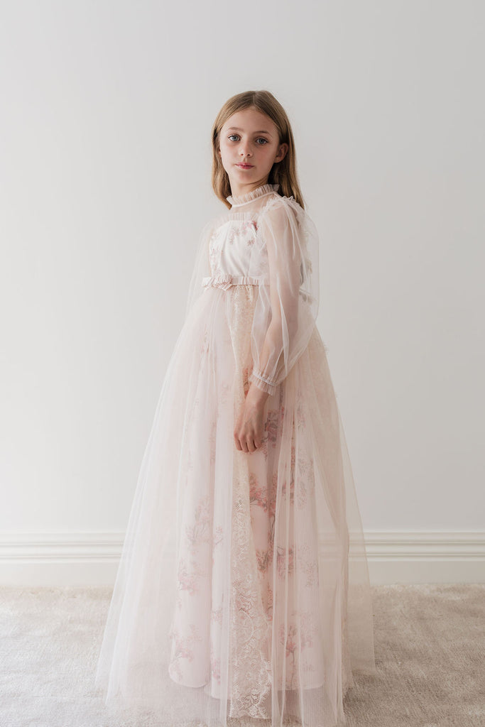 PETITE AMALIE "Le Jardin" Blush Orchid Tulle & French Lace Gown