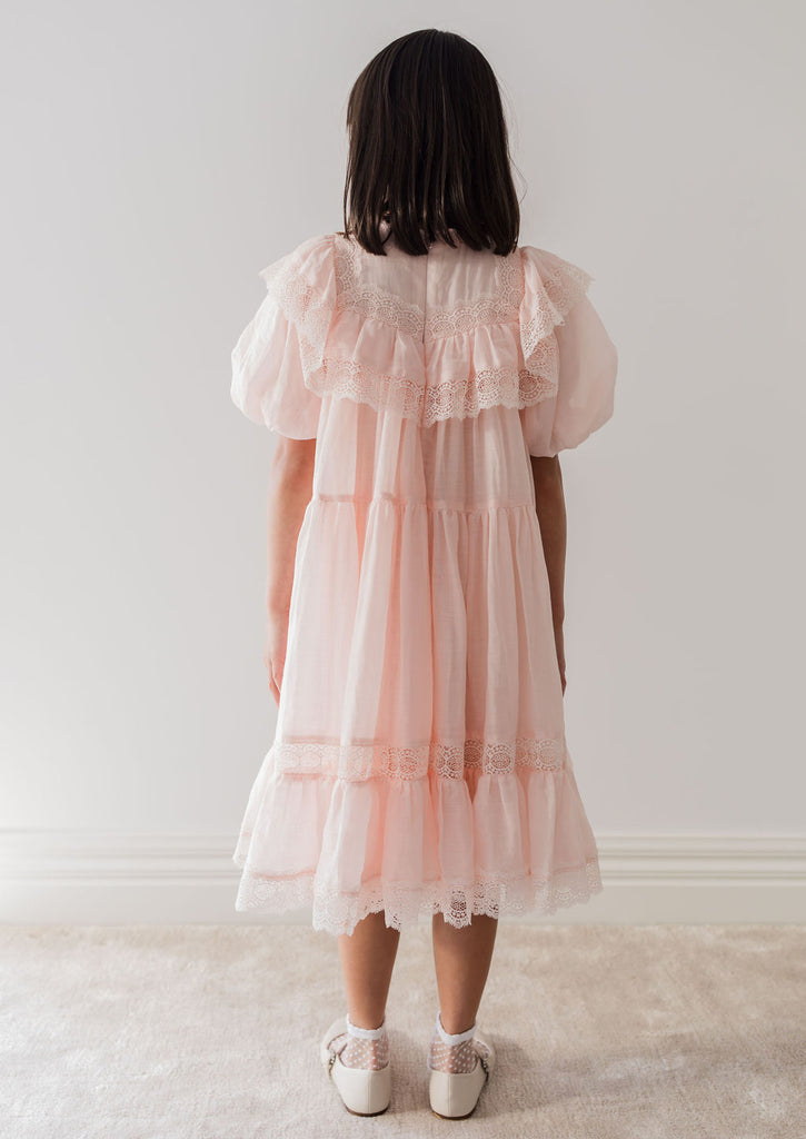 PETITE AMALIE "Le Jardin" Poppy Lace Trim Linen Dress