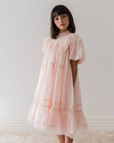 PETITE AMALIE "Enchanted Delight" Flock Spot Mesh and Velvet Dress