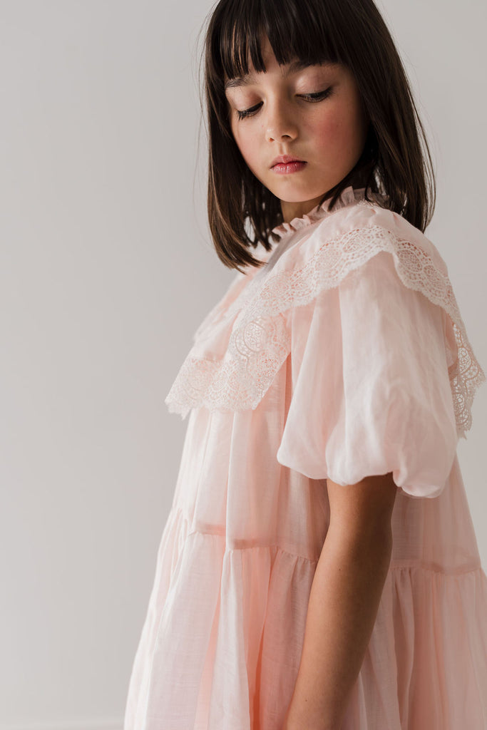 PETITE AMALIE "Le Jardin" Poppy Lace Trim Linen Dress