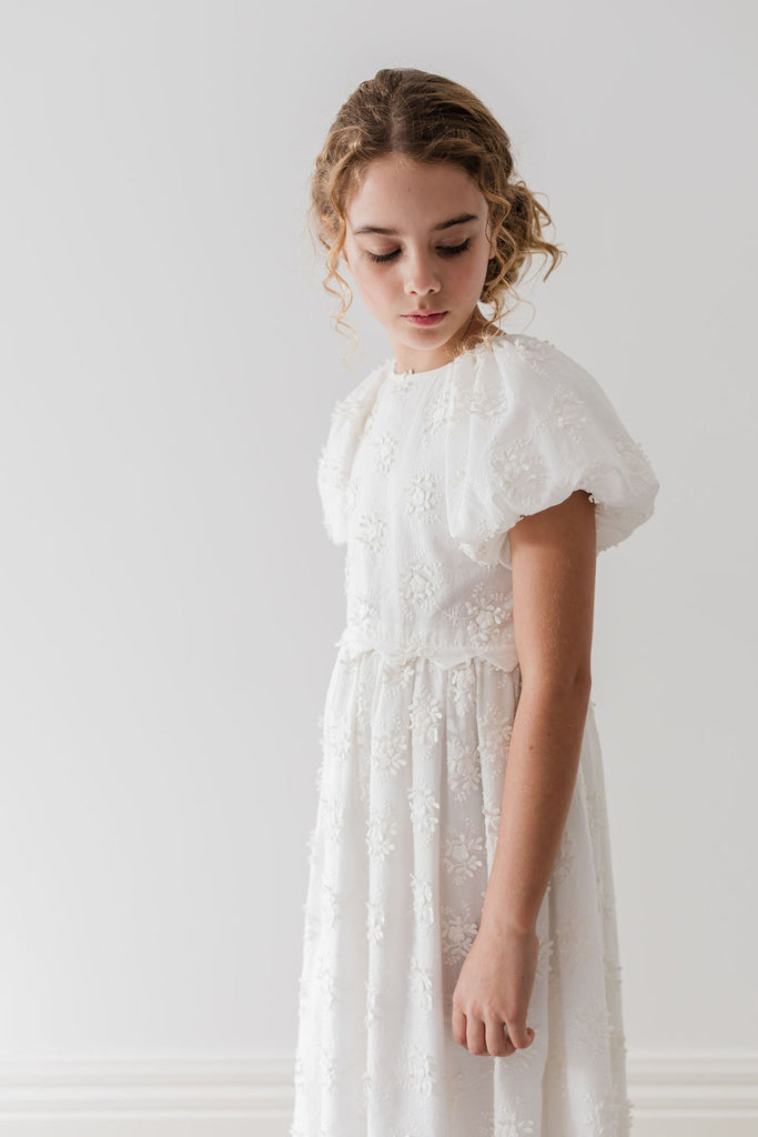 PETITE AMALIE "Le Jardin" Tie Back Embroidered Dress