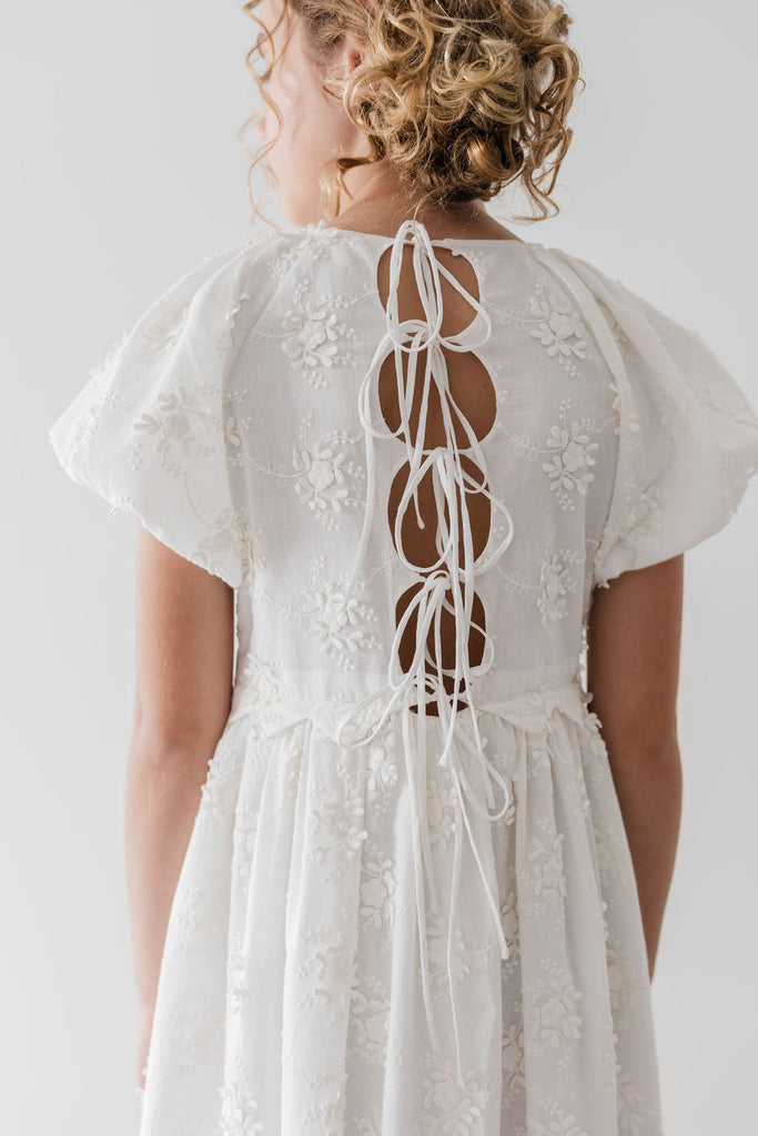 PETITE AMALIE "Le Jardin" Tie Back Embroidered Dress