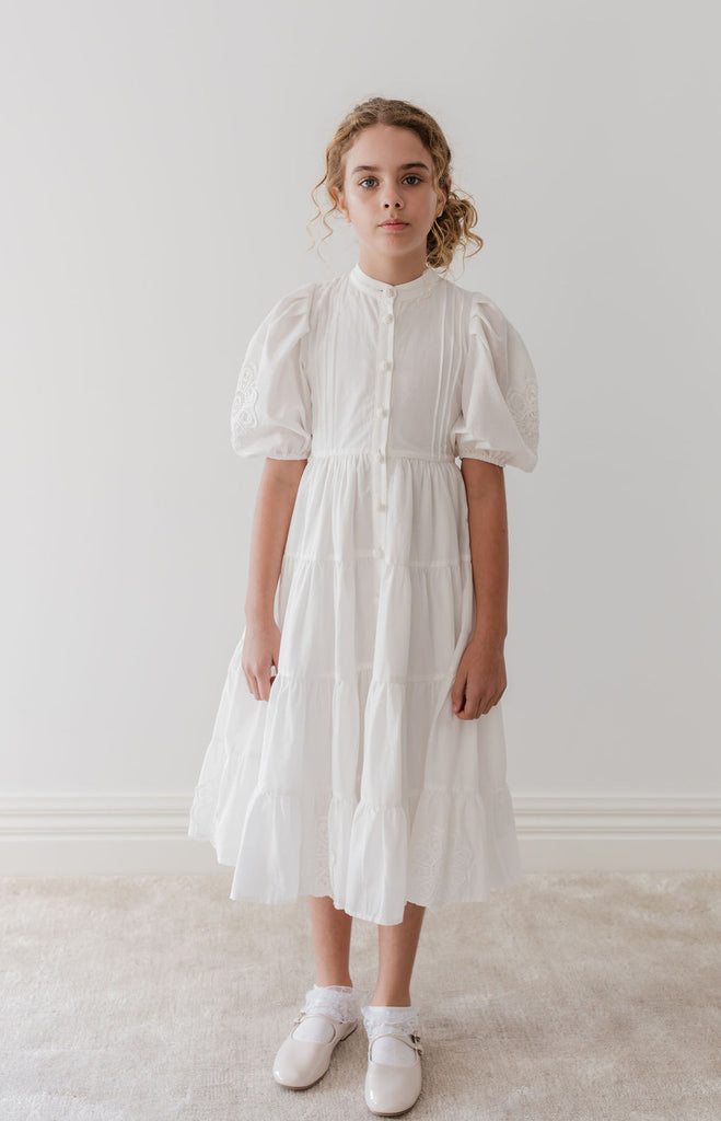 PETITE AMALIE "Le Jardin" White Doily Voile Dress