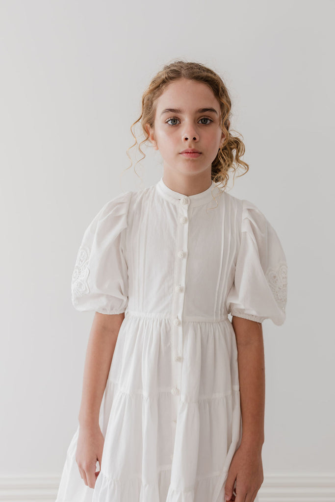 PETITE AMALIE "Le Jardin" White Doily Voile Dress