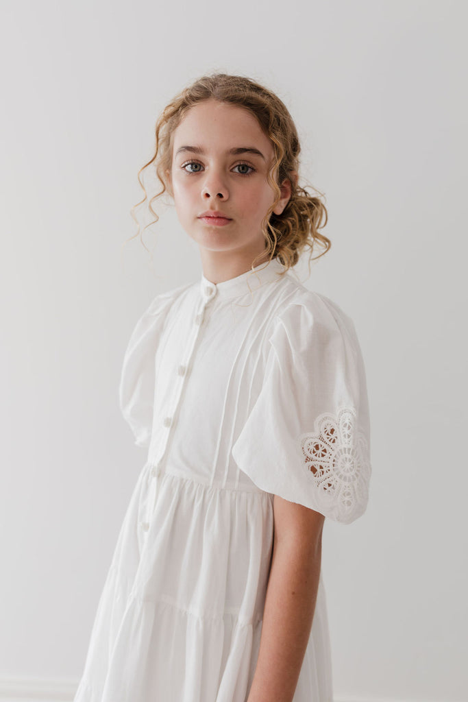 PETITE AMALIE "Le Jardin" White Doily Voile Dress