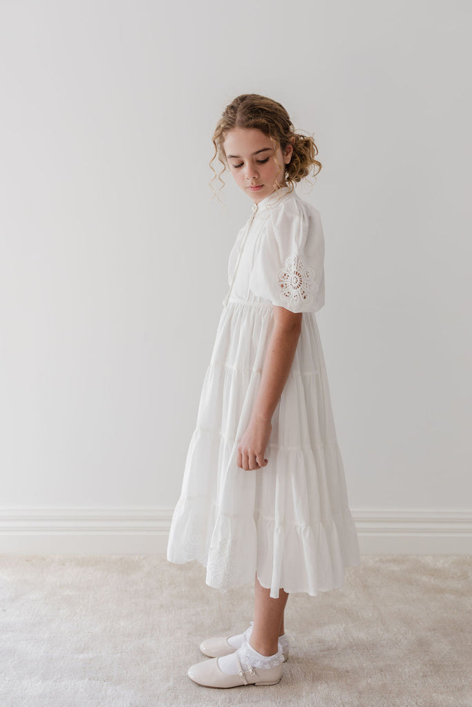 PETITE AMALIE "Le Jardin" White Doily Voile Dress