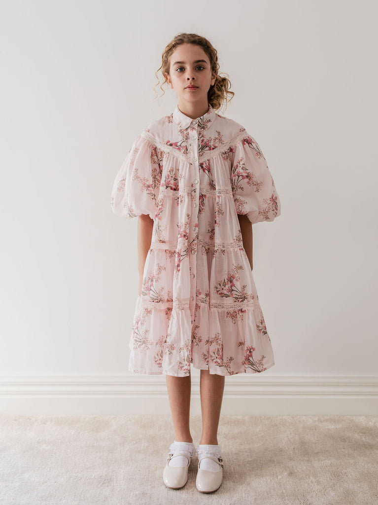 PETITE AMALIE "Le Jardin" Blush Orchid Linen Shirt Dress