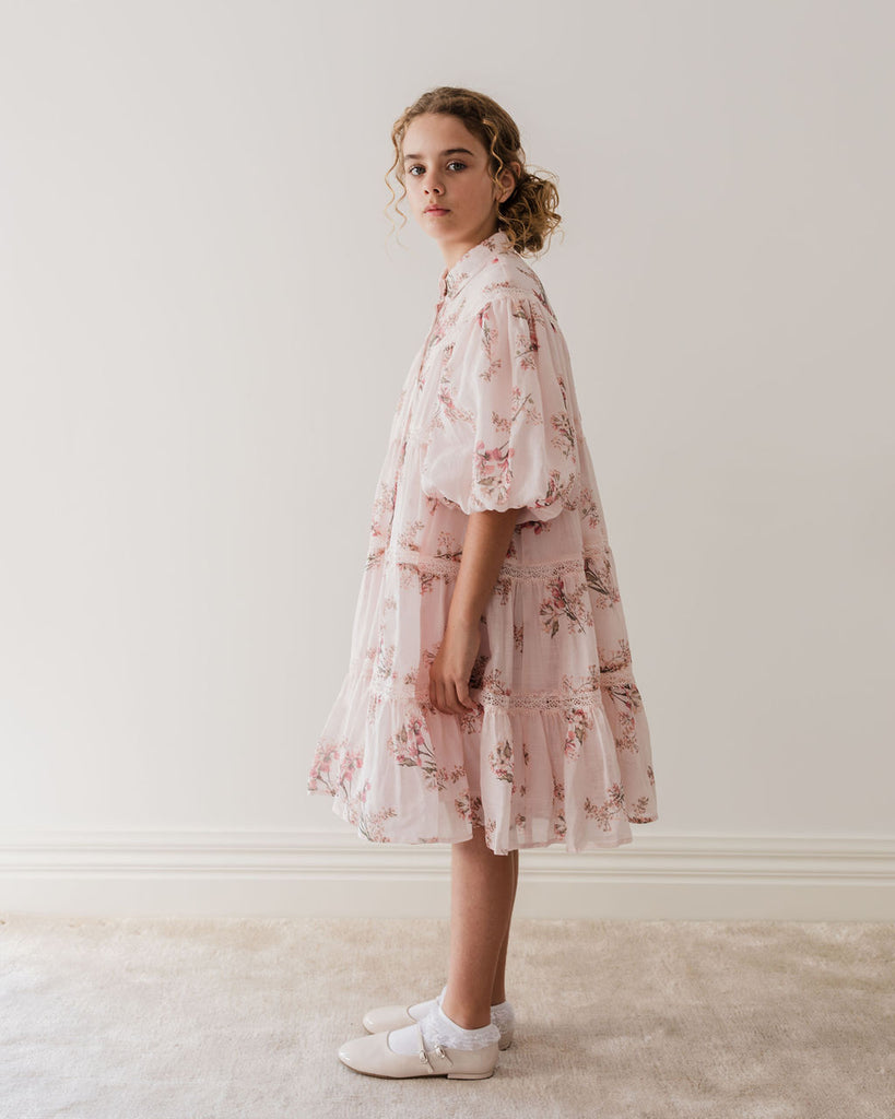 PETITE AMALIE "Le Jardin" Blush Orchid Linen Shirt Dress