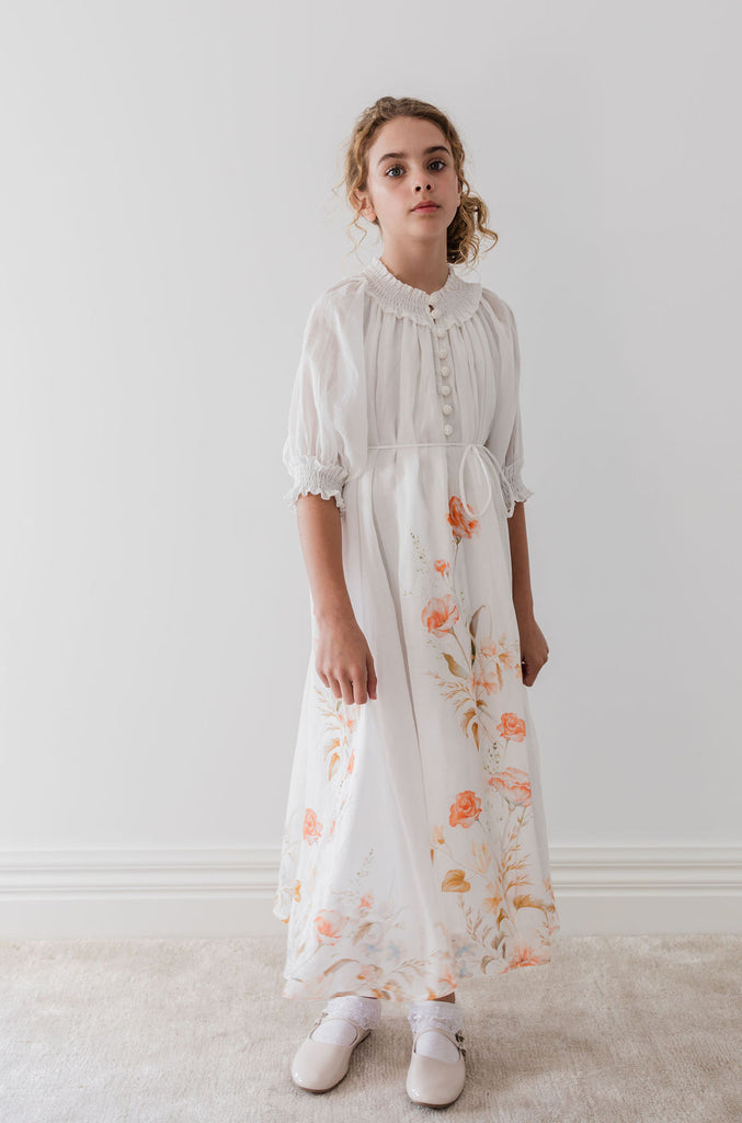 PETITE AMALIE "Le Jardin" Border Floral Linen Dress