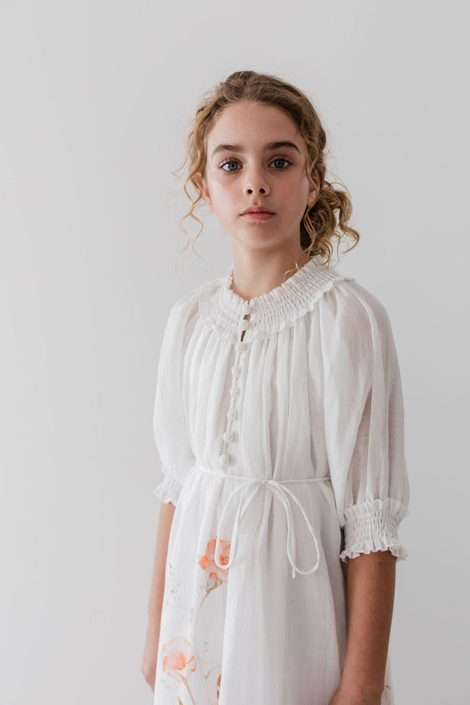 PETITE AMALIE "Le Jardin" Border Floral Linen Dress