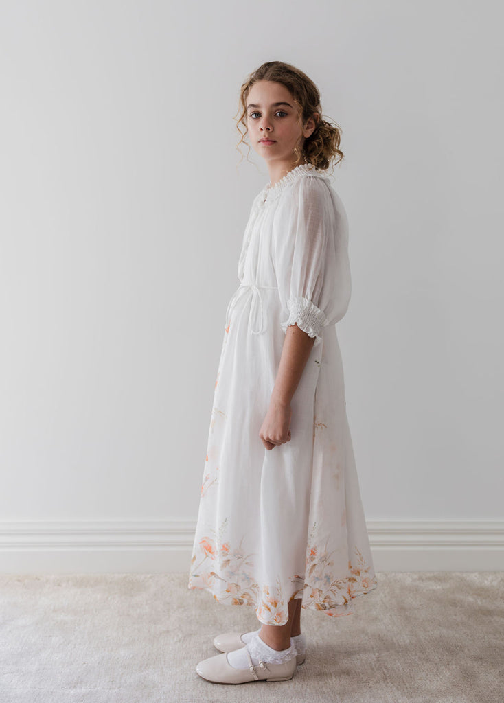 PETITE AMALIE "Le Jardin" Border Floral Linen Dress