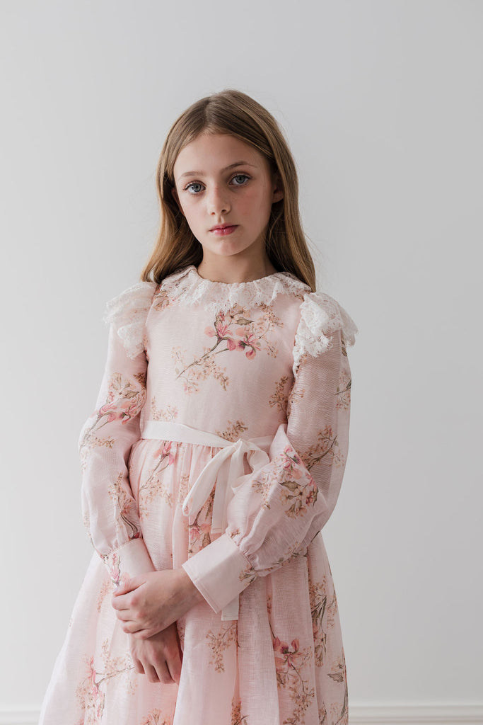 PETITE AMALIE "Le Jardin" Blush Orchid Linen Gown