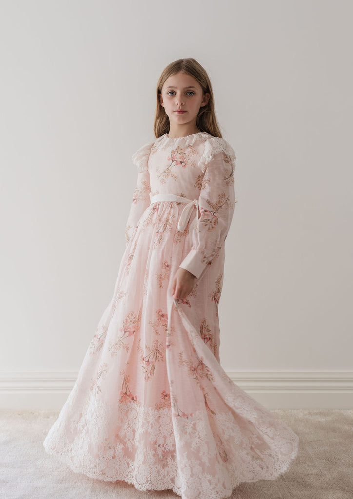 PETITE AMALIE "Le Jardin" Blush Orchid Linen Gown