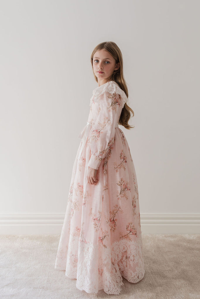 PETITE AMALIE "Le Jardin" Blush Orchid Linen Gown