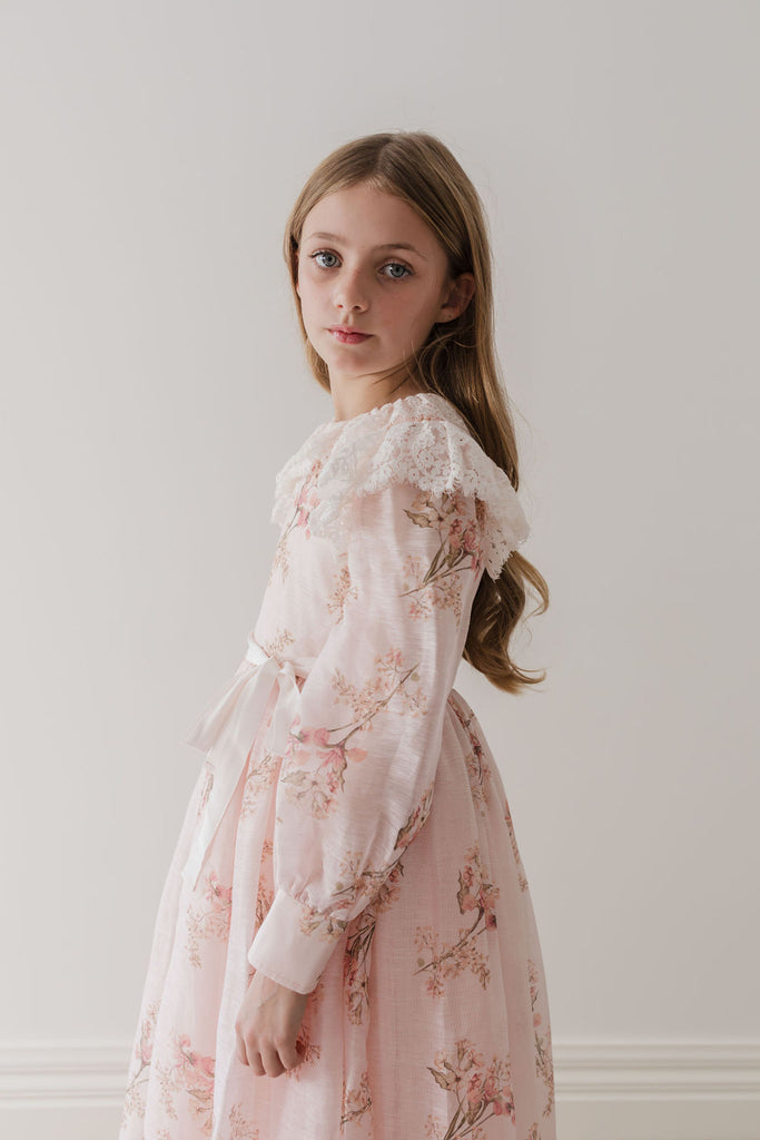 PETITE AMALIE "Le Jardin" Blush Orchid Linen Gown