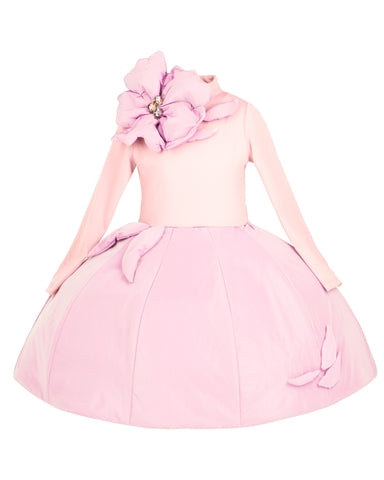 BEAU LOVES  "I see you" Rose Pink Exclamation Hearts Buttoned Dress